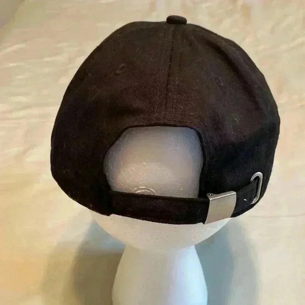 “Gym First, Wine Later” Black Novelty Baseball Hat Cap. One Size Fits Most.